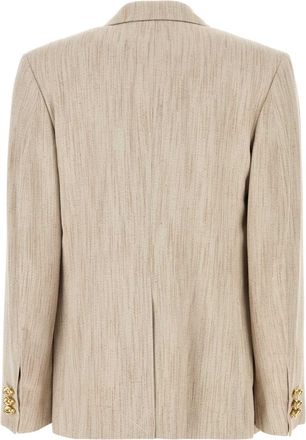 Bottega Veneta Womens Fiammata Blazer Beige Viscose Polyester Silk Blazers