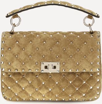 Valentino Garavani Medium Rockstud Spike suede Top Handle Bag Female UNI