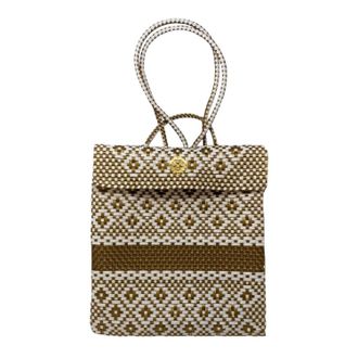 Lola's Bag Womens Medium Woven Striped Aztec Backpack In Gold
