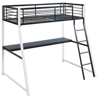 Vente-Unique Letto a soppalco con scrivania integrata 90 x 190 cm Bianco e nero - malicia