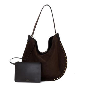 Isabel Marant Rich Calfskin Suede Studded Oskan Hobo Shoulder Bag