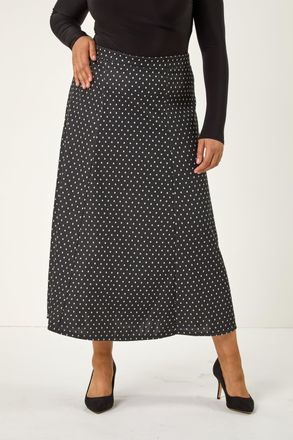 Roman Spot Print Stretch Midi Skirt