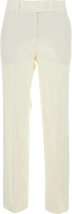 Mauro Grifoni High-Waist Rechte Broek - Dames - Straight fit broeken - Wit - XS - Katoen - Broeken
