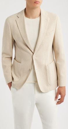 BOSS Hanry Slim Fit Knit Cotton Blend Sport Coat in Open Beige at Nordstrom, Size 38