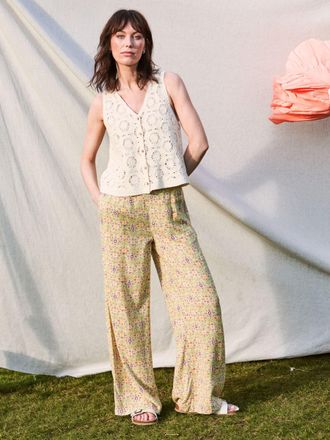 Fat Face FatFace Beeble Multi Printed Wide Leg Trousers