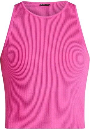 Michael Kors ribbed cropped tank top - women - Recycled Viscose/Nylon/Polyester/Elastane - L - Pink