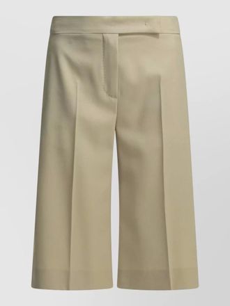 Max Mara wool tailored shorts pleats buttoned back pockets