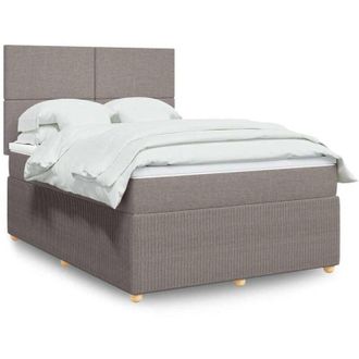 vidaXL Vidaxl - Cama Box Spring Con Colch&oacute;n Tela Gris Taupe 140x190 Cm