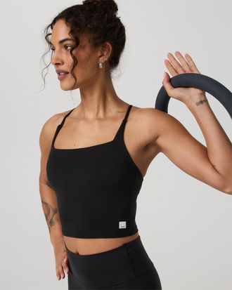 Vuori Clothing AllTheFeels Strappy Back Tank Top | Black | XS, Size Extra Small