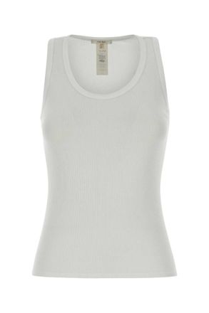 The Row White Knitted Scoop Neck Top