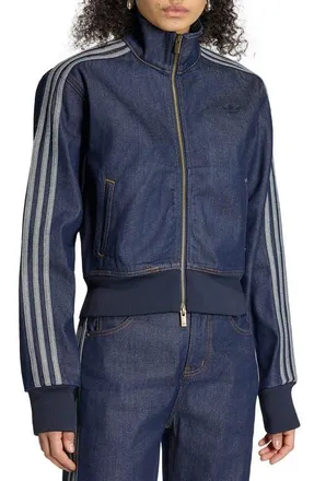 adidas Originals Denim Track Jacket in Indigo Denim at Nordstrom, Size Xx-Small