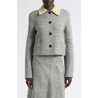 Proenza Schouler Gaelle Double Face Wool Blend Tweed Jacket in Ecru/tahini Multi at Nordstrom, Size 10