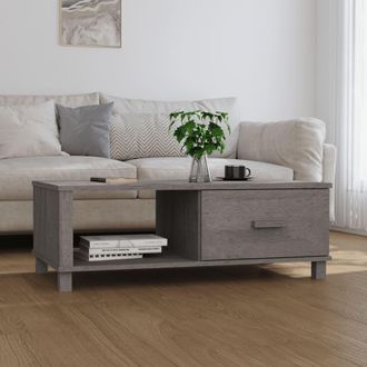 vidaXL Vidaxl - Mesa De Centro Hamar Madera Maciza Pino Gris Claro 100x55x35 Cm