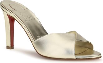 Christian Louboutin Womens Fanny Mules Platine-Lin Platine Sandal Platine/lin