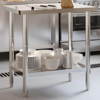 vidaXL Vidaxl - Mesa De Trabajo De Cocina Acero Inoxidable 82,5x55x85 Cm