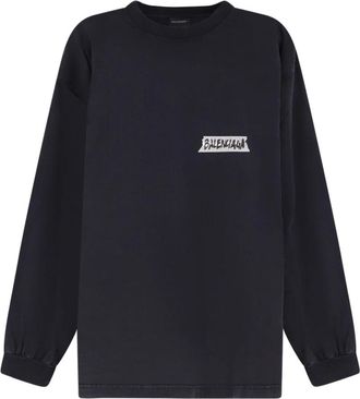 Balenciaga Sweatshirts, male, Black, Size: M Masking Tape Long Sleeve T-shirt Large Fit