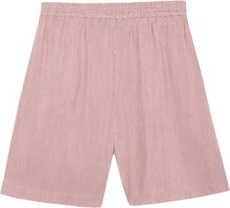 Cortana Cleo- korte linnen en zijden broek met rode strepen - Dames - Korte Broeken - Rood - S - Linnen - Korte Broeken