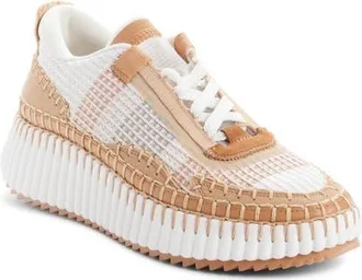 Chlo&eacute; Nama Platform Sneaker in Brown/Light Beige at Nordstrom, Size 10Us