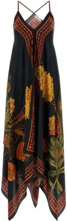 Blumarine Multicolour V-Neck Floral Dress
