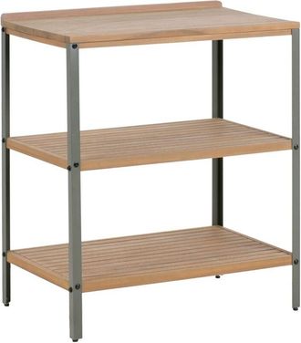 Beliani Beliani - Isla De Cocina Exterior De Madera De Acacia Con 2 Estantes 50 X 80 X 92 Cm Encimera De Madera Maciza Marr&oacute;n Ivrea