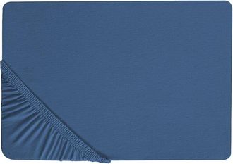 Beliani S&aacute;bana De Algod&oacute;n Azul Marino 90 X 200 Cm Ajustable Bordes El&aacute;sticos S&oacute;lido Janbu