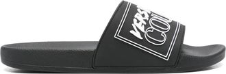 Versace Jeans Couture logo-embossed slides - men - Rubber/Rubber/Rubber - 39 - Black