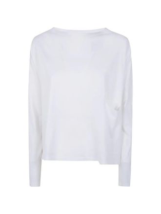 Maryya Long Sleeves Boat Neck Pockets T-Shirt