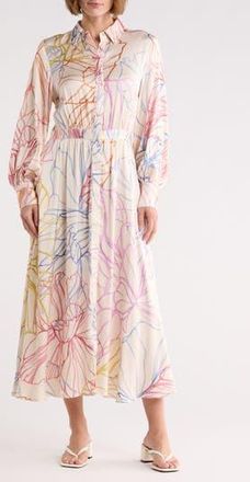 FRNCH Amanda Long Sleeve Shirtdress in Pastel Skecth at Nordstrom Rack, Size Medium