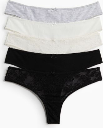 H&M 5er-Pack Brazil Slips - Schwarz