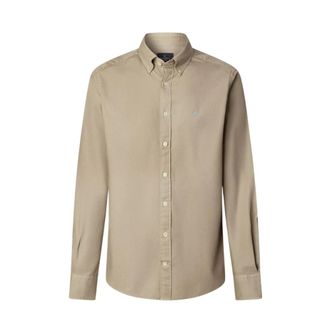 Hackett Tailored Fit Garment Dyed Oxford Shirt - Heren - Casual Overhemden - Beige - 2XL - Katoen - Overhemden