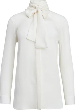 Khaite Tash scarf-detail silk blouse - women - Silk - 8 - White