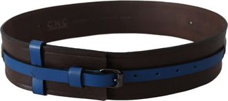 Costume National Womens Brown Thin Blue Line Leather Buckle Belt