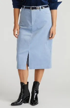 Universal Standard Corduroy Midi Skirt in Washed Rain at Nordstrom, Size 2Xl