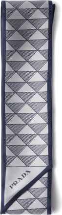 Prada Foulard in seta con stampa - Blu