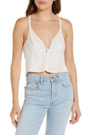 Rag & Bone Criseli Broderie Anglaise Linen Crop Top in White at Nordstrom Rack, Size 10