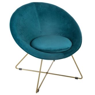 Atmosphera Atmosphera - Poltrona Evan Velluto Blu Anatra Cr&eacute;ateur DInt&eacute;rieur