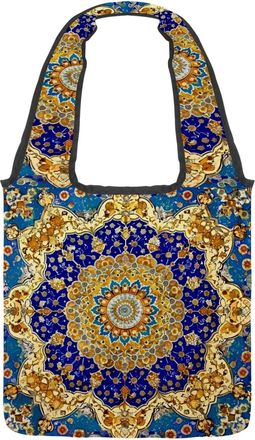 Generic Vintage Islam Pattern Reversible Canvas Shoulder Tote - Double-Sided Print, 12oz Cotton, 27cm Drop, Fold-Flat Bag for Travel, Shopping, Street Outings