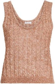 Brunello Cucinelli Dazzling cable top in Brown at Nordstrom, Size 3X-Large Eu