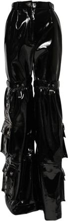 Dolce & Gabbana High Waist Cargo Bootcut Broek - Dames - Wijde Broeken - Zwart - S - Polyester - Broeken