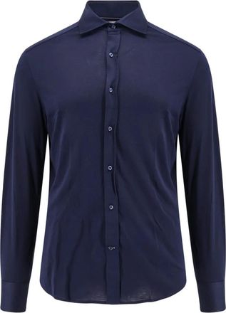 Brunello Cucinelli Camicia in misto seta e cotone - - Shirts - Uomo - Blu - S