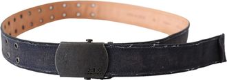 Ermanno Scervino Womens Blue Leather Ratchet Buckle Belt