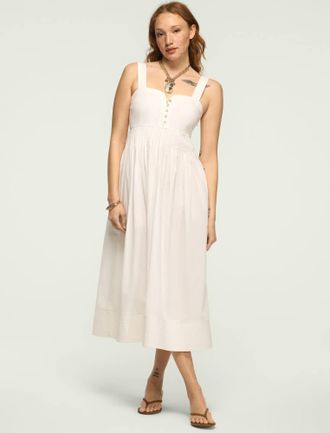 Lucky Brand Womens Poplin Pintuck Maxi Dress
