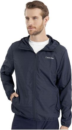 Calvin Klein Mens Printed Windbreaker Jacket - Navy - XXL