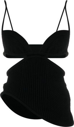Off-white cut-out ribbed-knit top - women - Elastane/Polyamide/Polyester/Viscose - 44 - Black