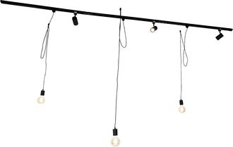 QAZQA Moderno Sistema De Riel Inteligente Negro Con 3 Focos Y L&aacute;mpara Colgante Monof&aacute;sica - Cavalux Jeana Aluminio /acero /pl&aacute;stico Alargada Adecuado Para L