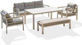 DCB Garden Conjunto de comedor de jardín 7 plazas de aluminio