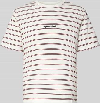 Jack & Jones Jack & Jones T-Shirt mit Streifenmuster und Rundhalsausschnitt in Offwhite, Gr&ouml;&szlig;e XXL