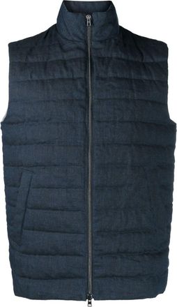 Herno padded zip-up gilet - men - Polyamide/Linen/Flax/Viscose/Polyester/Feather Down - 56 - Blue