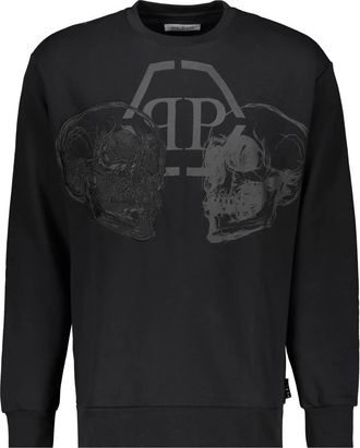 Philipp Plein Sweatshirt met geborduurde print - Heren - Sweatshirts - Zwart - 3XL - Katoen - Hoodies & sweatvesten