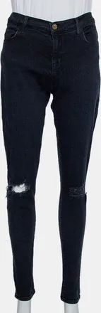 J Brand Navy Blue Denim Super Skinny Distressed Blackout Jeans